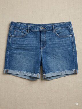 Sonoma Women's Blue Frayed Hem Jean Shorts